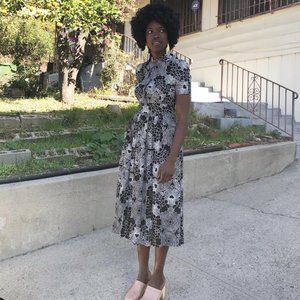 Small Nooworks Sara Gossett Black White Star Heart Floral Maxi